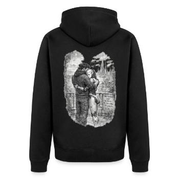 The Future Is Human and Machine – AI & Robot Futur - Unisex Premium Organic Zip Hoodie - black - Back - Nico (187cm)