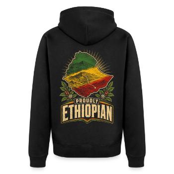 Éthiopie Éthiopien Fièrement Éthiopien - Veste à capuche bio Premium Unisexe - noir - Dos - Nico (187cm)