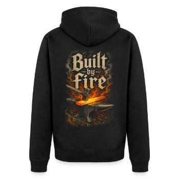 Blacksmith Blacksmith Farrier Built By Fire - Unisex Premium Organic Zip Hoodie - black - Back - Nico (187cm)