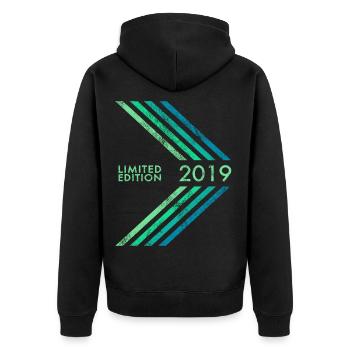 Édition limitée 2019 anniversaires garçons et filles - Veste à capuche bio Premium Unisexe - noir - Dos - Nico (187cm)