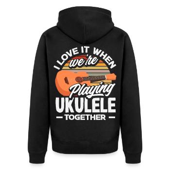 Lustiges Ukulele Designs Und Sprüche - Unisex Premium Bio Zip Hoodie - Schwarz - Hinten - Nico (187cm)