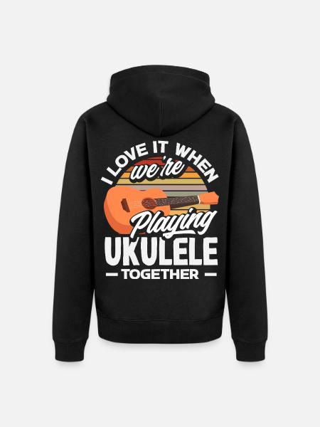 Funny Ukulele Designs and Sayings - Unisex Premium Organic Zip Hoodie - black