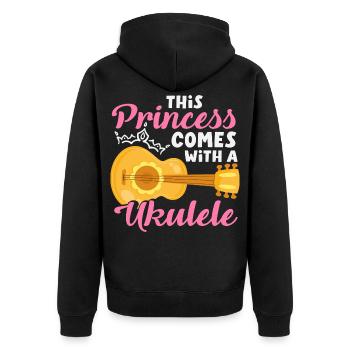 Funny Ukulele Designs and Sayings - Unisex Premium Organic Zip Hoodie - black - Back - Nico (187cm)