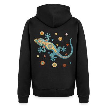 Blue gecko in colorful mosaic style - Unisex Premium Organic Zip Hoodie - black - Back - Nico (187cm)