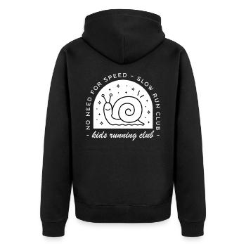 Kinder laufen Club Kinderlaufgruppe - Unisex Premium Bio Zip Hoodie - Schwarz - Hinten - Nico (187cm)
