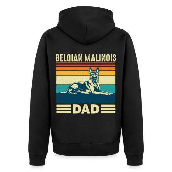 Papa malinois belge berger Papa - Veste à capuche bio Premium Unisexe - noir - Dos - Nico (187cm)