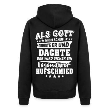 Hufschmied - Unisex Premium Bio Zip Hoodie - Schwarz - Hinten - Nico (187cm)