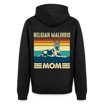 Belgische Malinois-Mama Schäferhund-Mama - Unisex Premium Bio Zip Hoodie - Schwarz - Hinten - Nico (187cm)