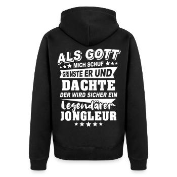 Jongleur - Unisex Premium Bio Zip Hoodie - Schwarz - Hinten - Nico (187cm)