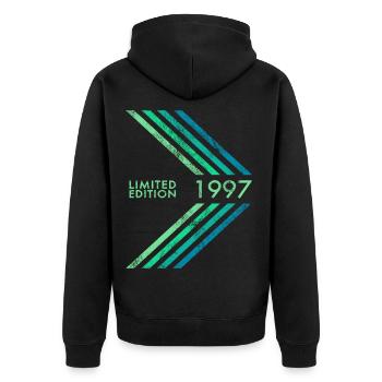 1997 Limited Edition Geburtstag Mann Frau Sport - Unisex Premium Bio Zip Hoodie - Schwarz - Hinten - Nico (187cm)