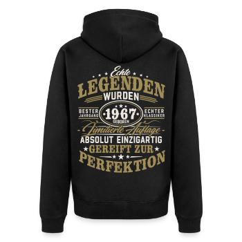 1967 Jahrgang geboren Legenden Vintage Geburtstag - Unisex Premium Bio Zip Hoodie - Schwarz - Hinten - Nico (187cm)