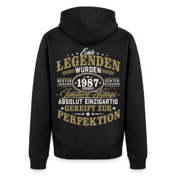 1987 Jahrgang geboren Legenden Vintage Geburtstag - Unisex Premium Bio Zip Hoodie - Schwarz - Hinten - Nico (187cm)