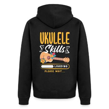 Lustiges Ukulele Designs Und Sprüche - Unisex Premium Bio Zip Hoodie - Schwarz - Hinten - Nico (187cm)