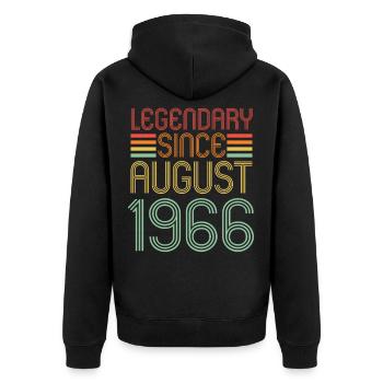 Légendaire depuis août 1966, date d’anniversaire - Veste à capuche bio Premium Unisexe - noir - Dos - Nico (187cm)