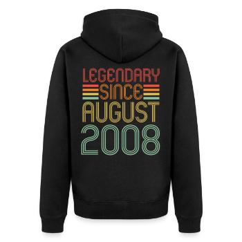 Legendary since August 2008, Geburtstag - Unisex Premium Bio Zip Hoodie - Schwarz - Hinten - Nico (187cm)
