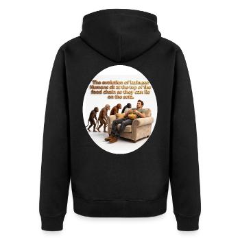Évolution du canapé : singes et collation - Veste à capuche bio Premium Unisexe - noir - Dos - Nico (187cm)