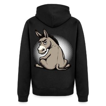Esel Eselchen Eselhalter Muli Langohresel Muli - Unisex Premium Bio Zip Hoodie - Schwarz - Hinten - Nico (187cm)