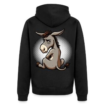 Esel Eselchen Eselhalter Muli Langohresel Muli - Unisex Premium Bio Zip Hoodie - Schwarz - Hinten - Nico (187cm)