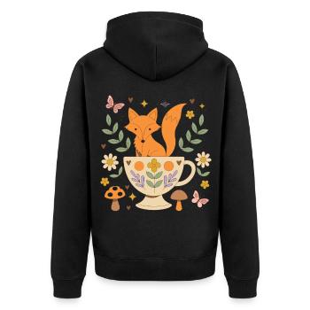 Tasse de Thé Fox Douillette - Veste à capuche bio Premium Unisexe - noir - Dos - Nico (187cm)