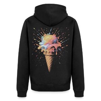 Cornet de Glace Multicolore Splash Ar - Unisex Premium Organic Zip Hoodie - black - Back - Nico (187cm)