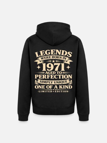 Né en 1971 Simplement unique - Veste à capuche bio Premium Unisexe - noir