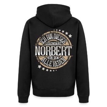 Norbert - Unisex Premium Bio Zip Hoodie - Schwarz - Hinten - Nico (187cm)