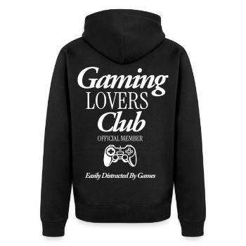 Gaming Lovers Club - Unisex Premium Bio Zip Hoodie - Schwarz - Hinten - Nico (187cm)