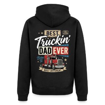 Best Truckin Dad Ever - Unisex Premium Bio Zip Hoodie - Schwarz - Hinten - Nico (187cm)