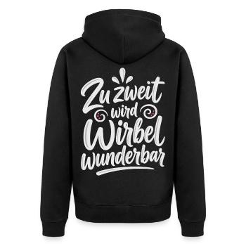 Zu zweit wird Wirbel wunderbar – Paarliebe - Unisex Premium Bio Zip Hoodie - Schwarz - Hinten - Nico (187cm)