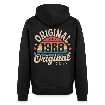 Originaler Retro-Vintage-Geburtstag im Juli 1968 - Unisex Premium Bio Zip Hoodie - Schwarz - Hinten - Nico (187cm)