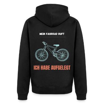 Mein Fahrrad ruft aufgelegt - Unisex Premium Bio Zip Hoodie - Schwarz - Hinten - Nico (187cm)