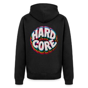 Hardcore Regenbogen - Unisex Premium Bio Zip Hoodie - Schwarz - Hinten - Nico (187cm)