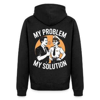 Private Pilot My Problem My Pictogram Mom Dad - Unisex Premium Bio Zip Hoodie - Schwarz - Hinten - Nico (187cm)