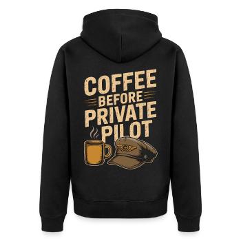 Private Pilot Coffee Before Aviation Coffee Lover - Unisex Premium Bio Zip Hoodie - Schwarz - Hinten - Nico (187cm)