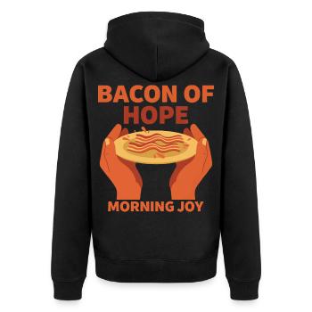 Café du matin, Bacon de l’espoir, Breakfast Joy Brunch du matin - Veste à capuche bio Premium Unisexe - noir - Dos - Nico (187cm)