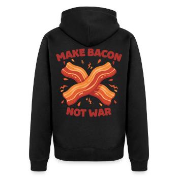Petit-déjeuner drôle, Faites du bacon, pas la guerre, brunch - Veste à capuche bio Premium Unisexe - noir - Dos - Nico (187cm)