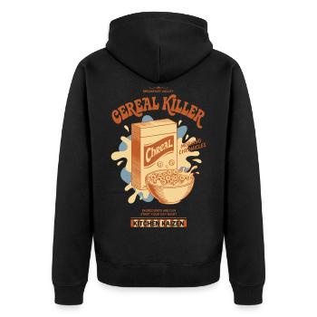 Petit-déjeuner Brunch drôle Café Nourriture Bacon Pancake - Veste à capuche bio Premium Unisexe - noir - Dos - Nico (187cm)