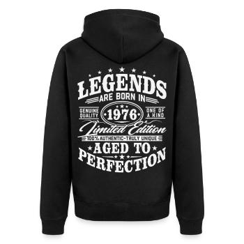 Cadeau d’anniversaire vintage vintage rétro 1976 - Veste à capuche bio Premium Unisexe - noir - Dos - Nico (187cm)