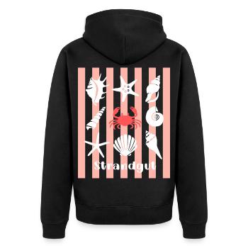 Strandgut Muscheln Seesterne und Krebs - Unisex Premium Bio Zip Hoodie - Schwarz - Hinten - Nico (187cm)