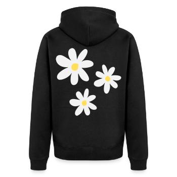 Fleurs blanches dans une élégance intemporelle - Veste à capuche bio Premium Unisexe - noir - Dos - Nico (187cm)