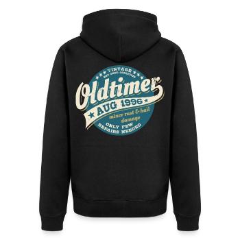 Oldtimer August 1996 - Geburtstag - Geschenk - Unisex Premium Bio Zip Hoodie - Schwarz - Hinten - Nico (187cm)