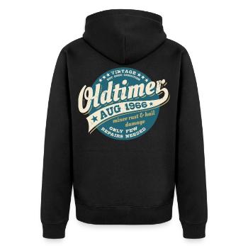 Millésime août 1966 - Anniversaire - Cadeau - Veste à capuche bio Premium Unisexe - noir - Dos - Nico (187cm)