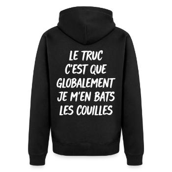 Cadeau humour personnalisé - Veste à capuche bio Premium Unisexe - noir - Dos - Nico (187cm)