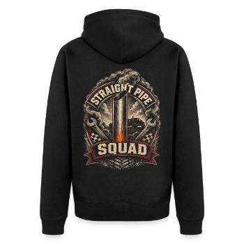 Rolling Coal Straight Pipe Squad - Unisex Premium Bio Zip Hoodie - Schwarz - Hinten - Nico (187cm)