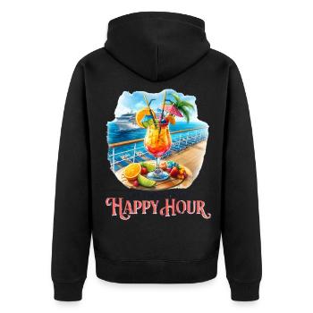 Cruising Into Happy Hour - Unisex Premium Bio Zip Hoodie - Schwarz - Hinten - Nico (187cm)