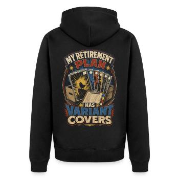 Comic Sammler Retirement Plan Has Variant Covers - Unisex Premium Bio Zip Hoodie - Schwarz - Hinten - Nico (187cm)