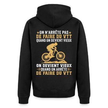 On devient vieux quand on arrête le VTT  - Veste à capuche bio Premium Unisexe - noir - Dos - Nico (187cm)