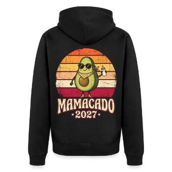 Mamacado 2027 Avocado Mama - Unisex Premium Bio Zip Hoodie - Schwarz - Hinten - Nico (187cm)