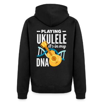Lustiges Ukulele Designs Und Sprüche - Unisex Premium Bio Zip Hoodie - Schwarz - Hinten - Nico (187cm)