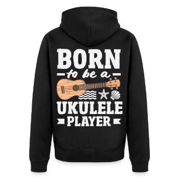 Lustiges Ukulele Designs Und Sprüche - Unisex Premium Bio Zip Hoodie - Schwarz - Hinten - Nico (187cm)